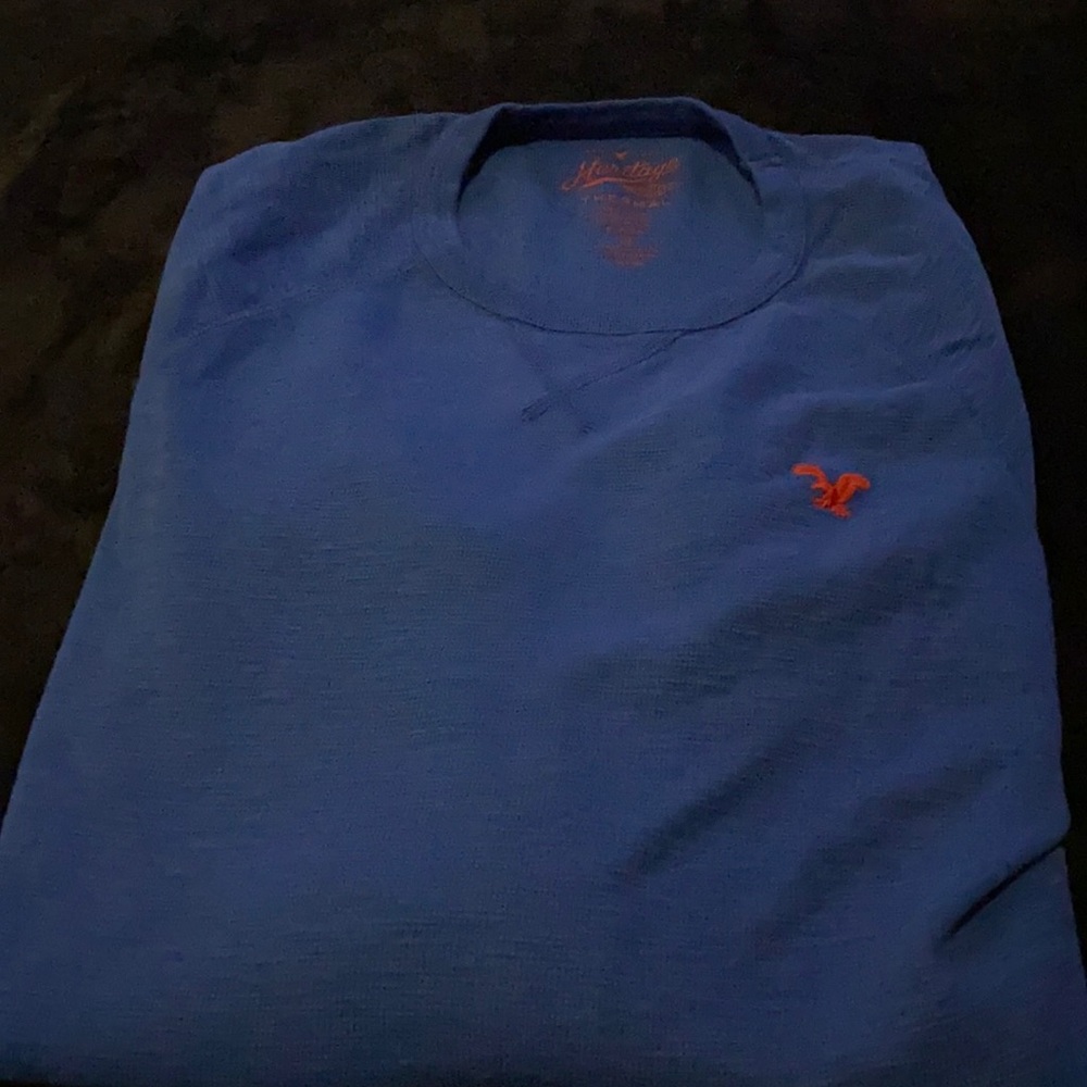 American Eagle heritage long sleeve T-shirt royal blue with a Red Eagle
